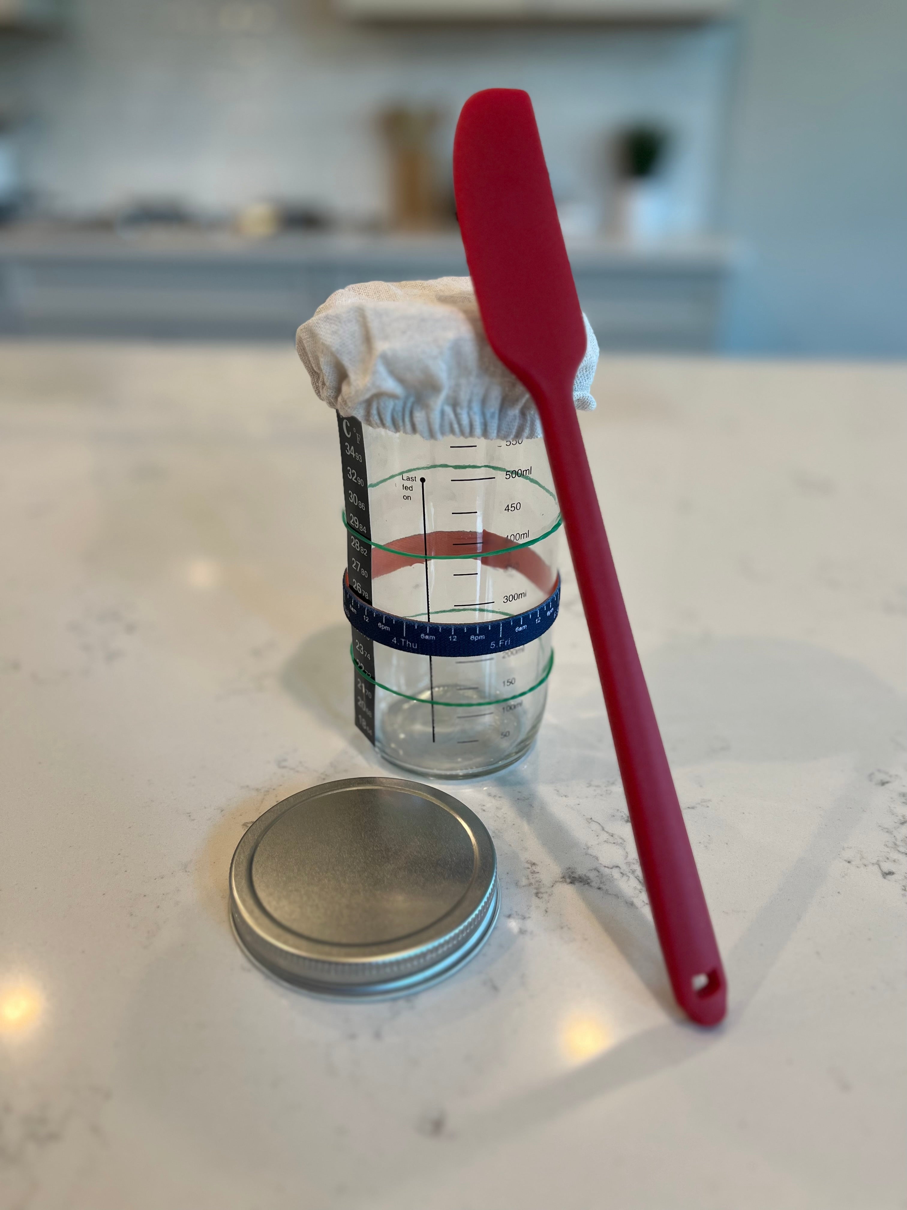 Glass Jar Set, Sourdough Starter Jar With Date Marked Feeding Band